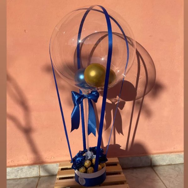Bouquet de rosas con globo burbuja