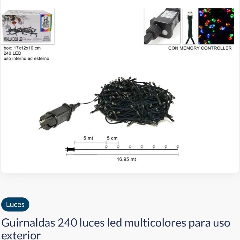 Guirnaldas 240 luces led multicolores para uso exterior