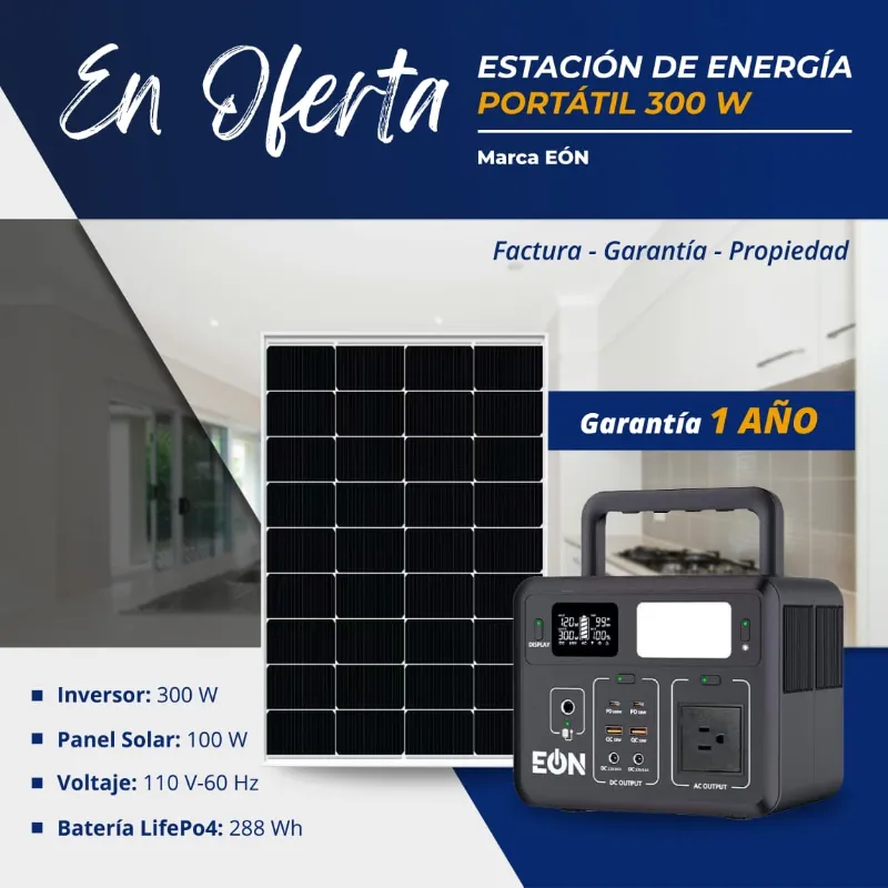  *Estación de Energía Portátil 300w Marca EÒN Panel Solar 100w*