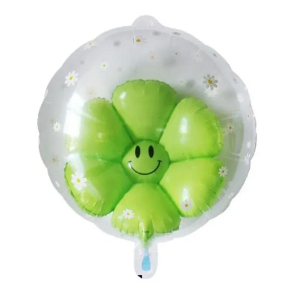 Globo burbuja con flor verde