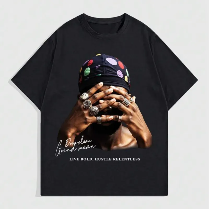 Camiseta de manga corta con estampado de figura de hip hop para hombres, verano