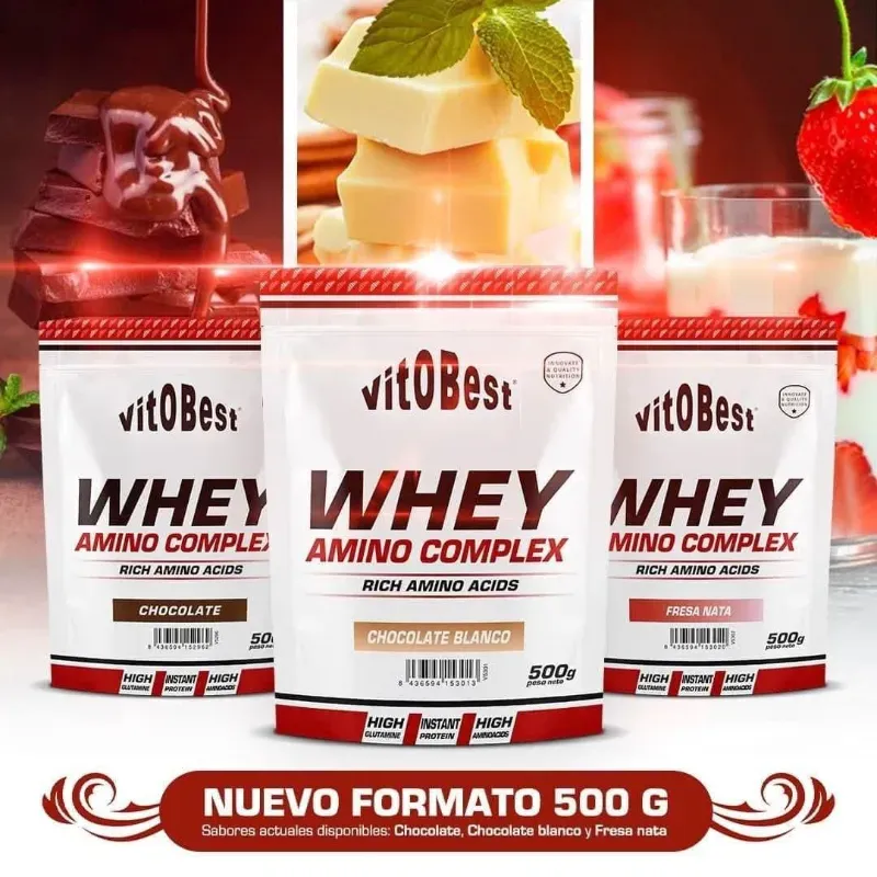 VitoBest Whey Amino Complex 500 g – Chocolate / Chocolate Blanco / Fresa Nata
