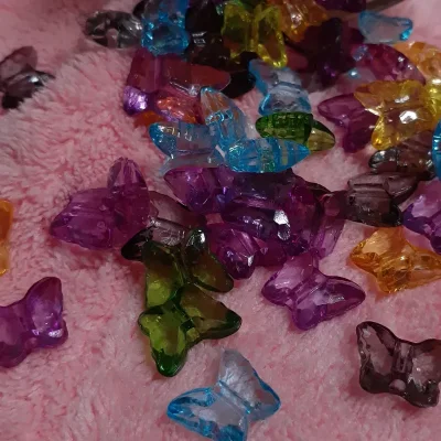 Mariposa mini transparente (verde y naranja)