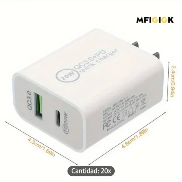 Cubo de carga USB y tipo C
