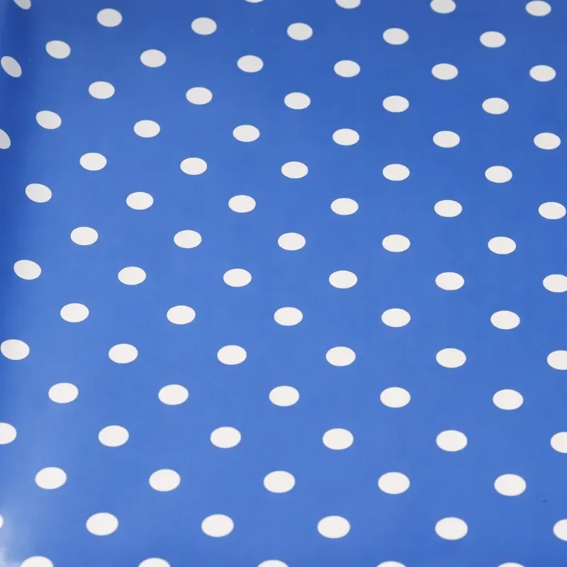 PAPEL DE REGALO AZUL CON BOLAS BLANCAS