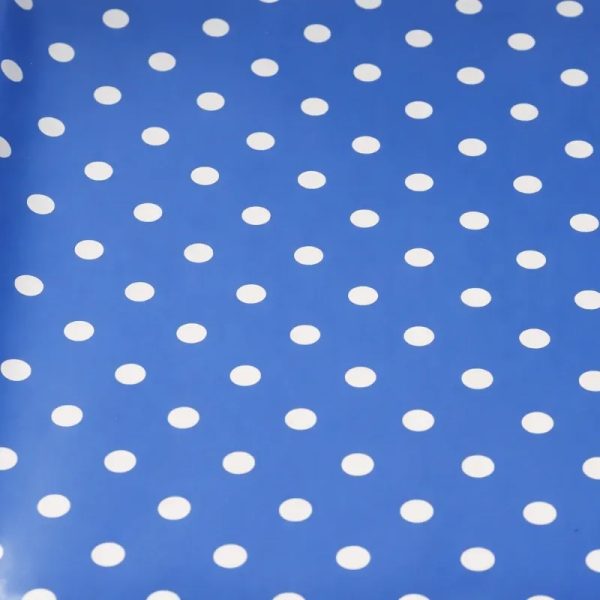 PAPEL DE REGALO AZUL CON BOLAS BLANCAS