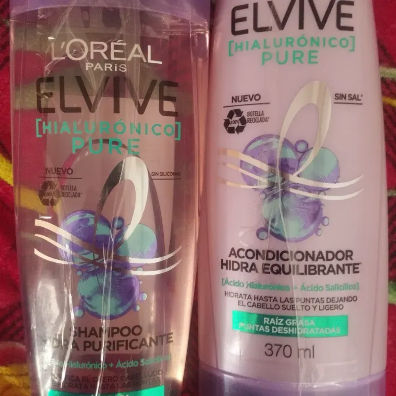 Juego de shampoo y acondicionador Loreal de ácido hialurónico para raíz grasa