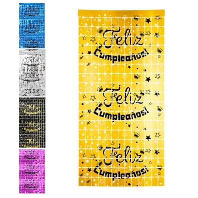 Cortinas metálicas feliz cumpleaños