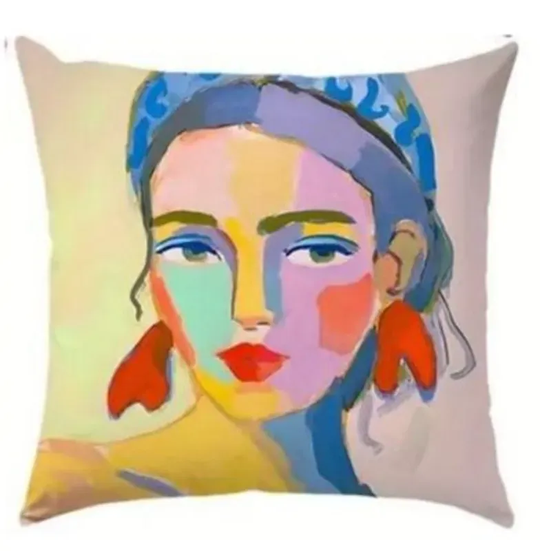 Mujer con diadema pendientes rojos