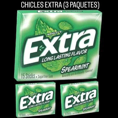 CHICLE EXTRA( 3 PAQUETES×15 unidades)