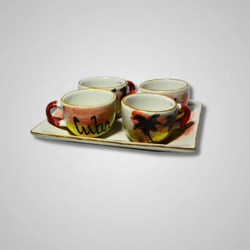 Plato Cuadrado Ocaso/ 4 Tazas