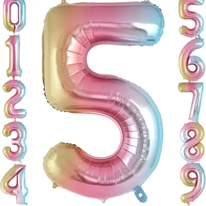 Globo foil número 5 tornasol