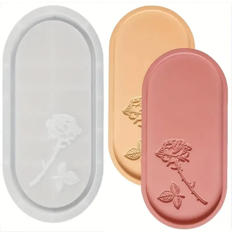 Bandeja de yeso grande con diseño floral