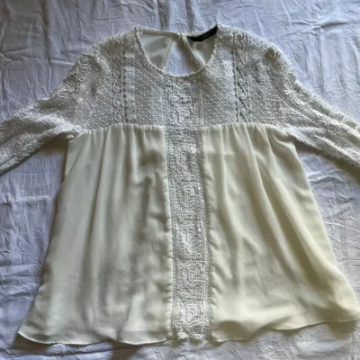 Blusa Blanca de Flores Talla XL