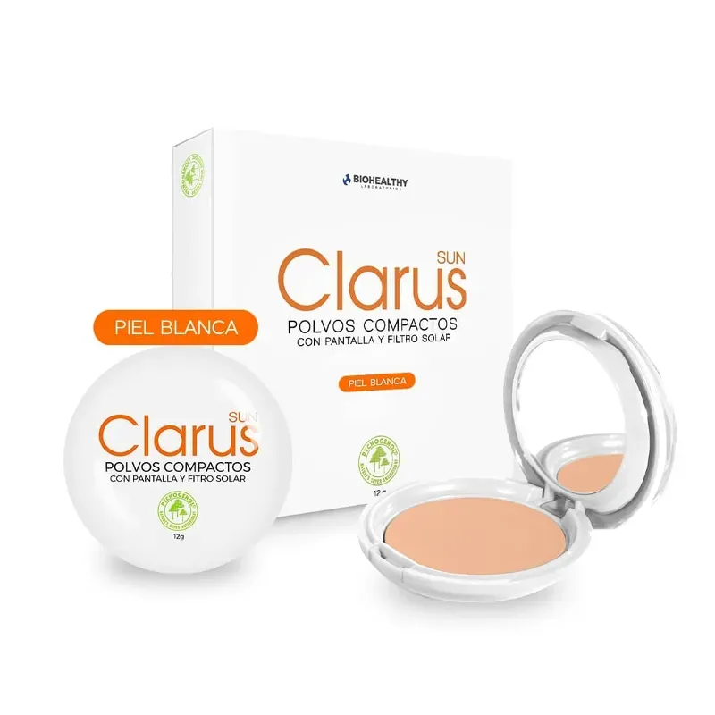 Polvos compactos con pantalla y filtro solar para piel blanca
