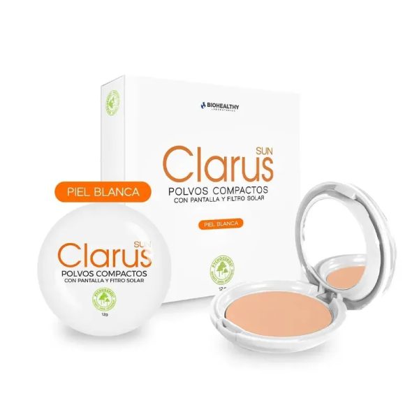 Polvos compactos con pantalla y filtro solar para piel blanca