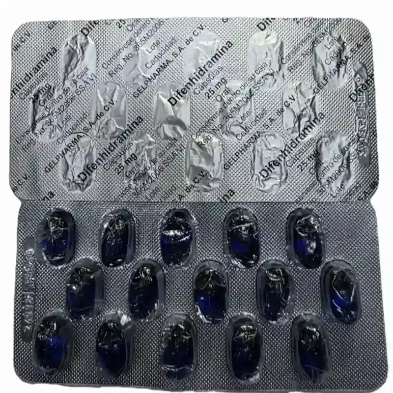 Diferenhidramina (Benadrilina)(15 capsulas 25mg)