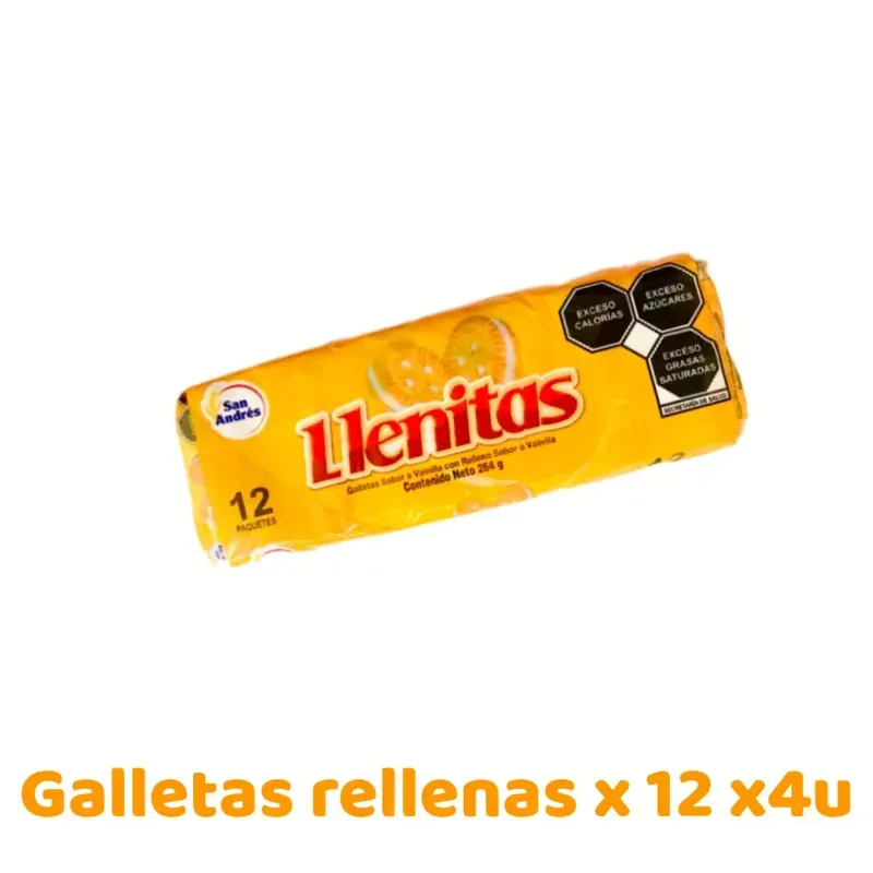 Galletas Llenitas rellenas con crema x 12 x 4u