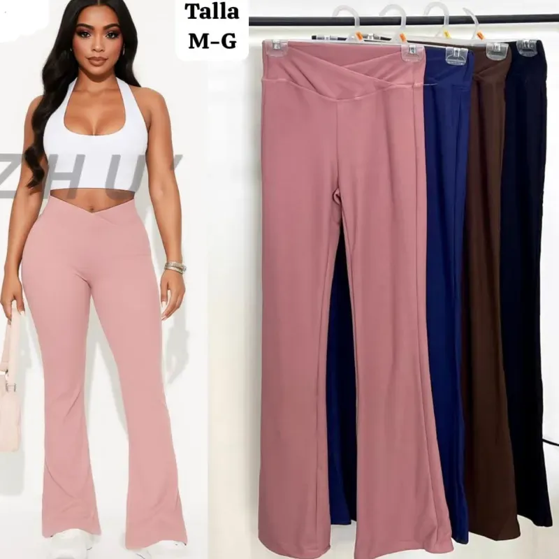 Licra campana elastizada d mujer con faja alta V color entero