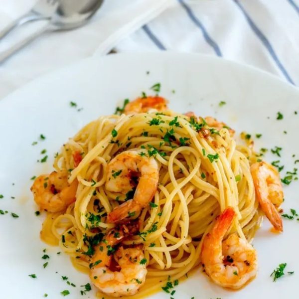 Espaguetis de camarones