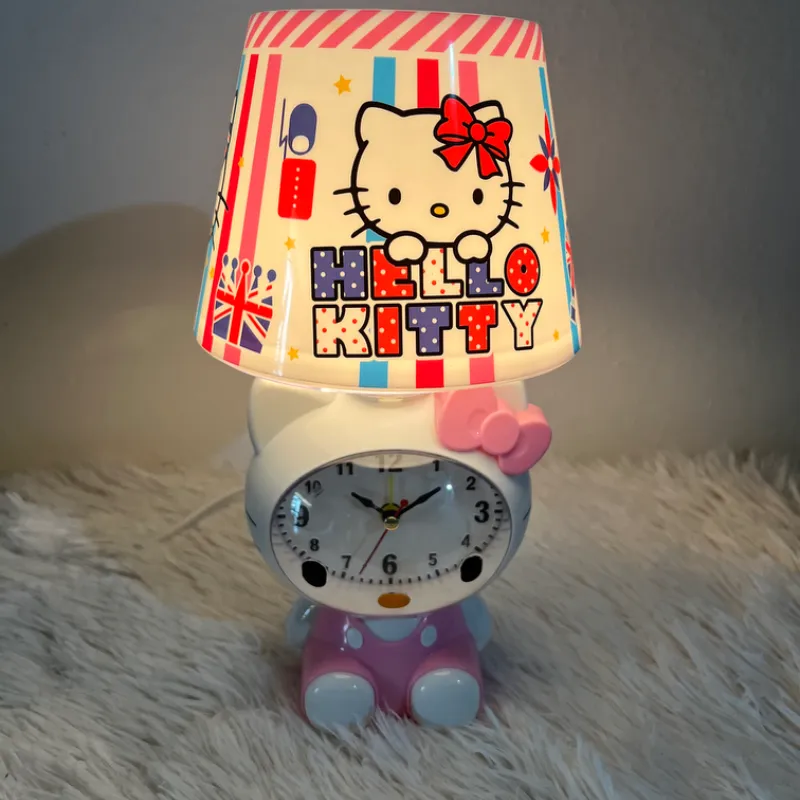 Lámpara de mesa con reloj de hello kitty