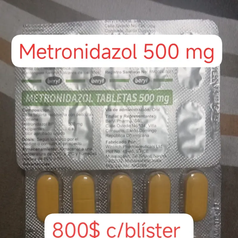 Metronidazol de 500 mg de 10 Tabletas