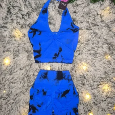 Conjunto marmoleado azul