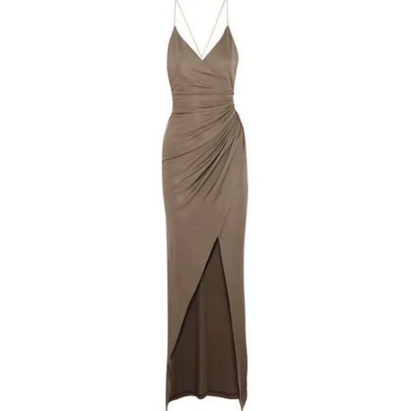 Vestido drapeado con abertura