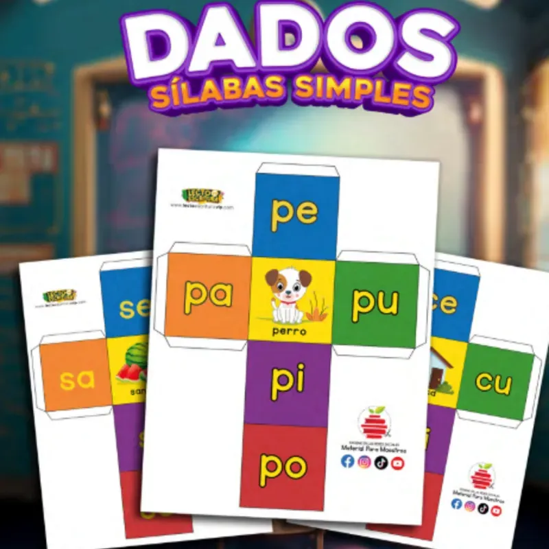 Dados Silábicos Simples para Jugar y Aprender 