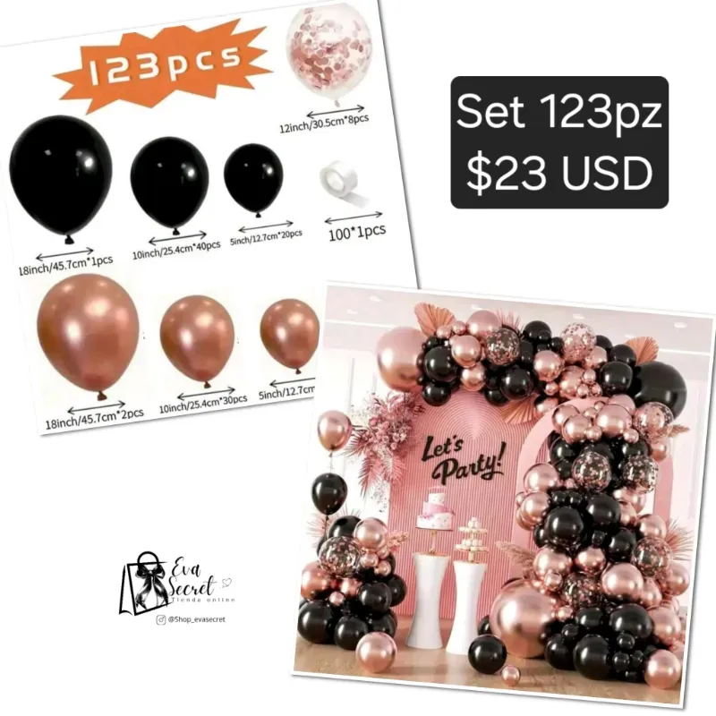 Set 123pz de globos para cumpleaños