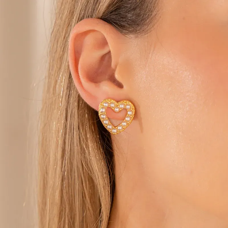 Aretes Corazón Perla
