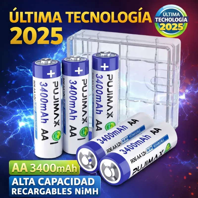 Pilas Recargables AA, 1.2V PUJIMAX