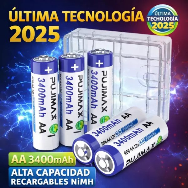 Pilas Recargables AA, 1.2V PUJIMAX