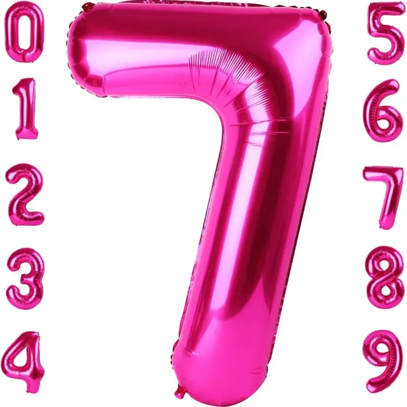 Globo foil número 7 rosa intenso