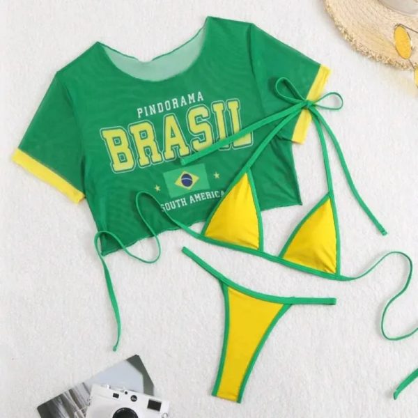  Bikini con top Brasil — Verde/Amarillo