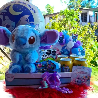 Caja con peluche y chuches