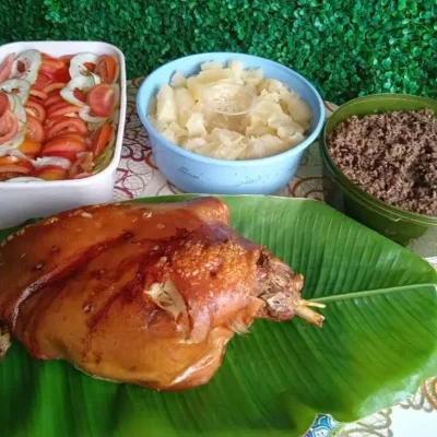 Pernil de Cerdo Asado. Cena Completa!! 