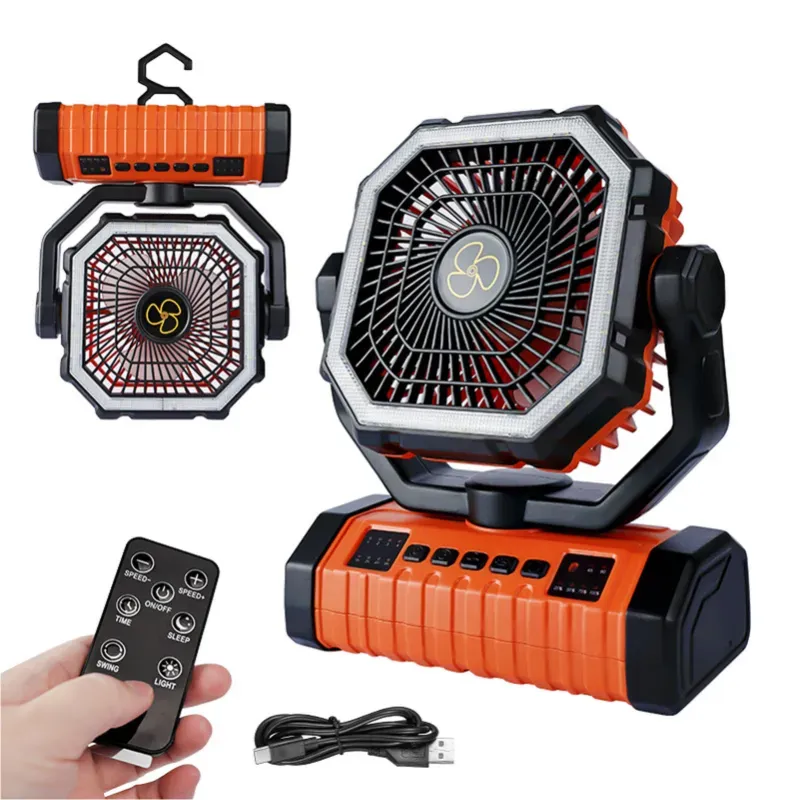 Ventilador Recargable 20 000 mAh con Luz LED y Gancho Giratorio 360