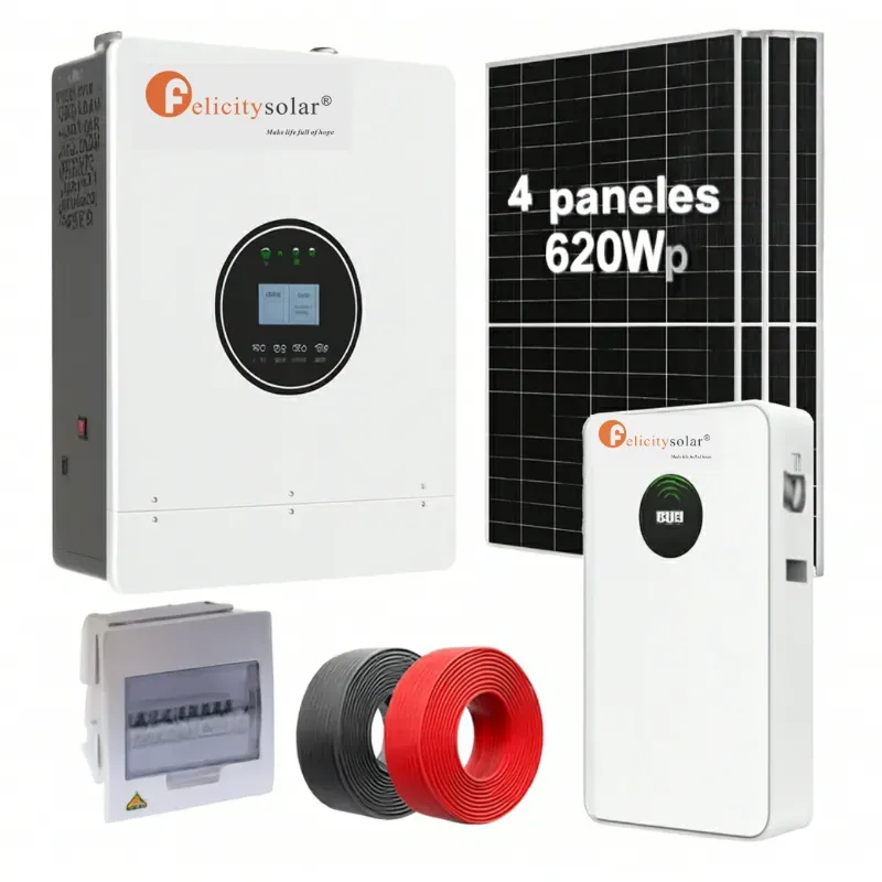 Sistema de 3KW 110v de alta frecuencia con 2.48 Wp en paneles solares y 5Kwh en acumulación