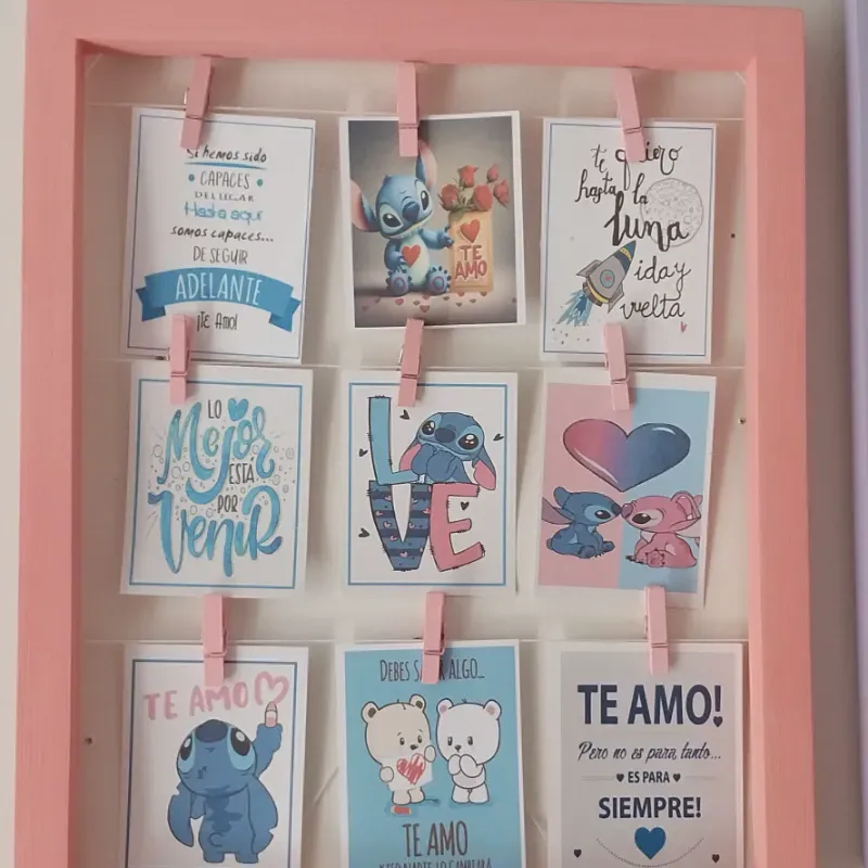 Cuadro para 9 fotos rosado