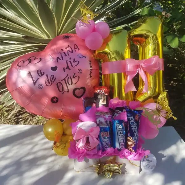 Caja con globos de números