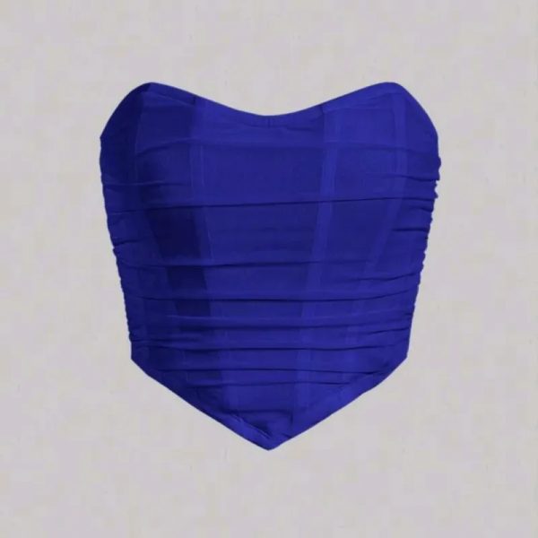  Top con bajo en pico y ziper atrás — Azul