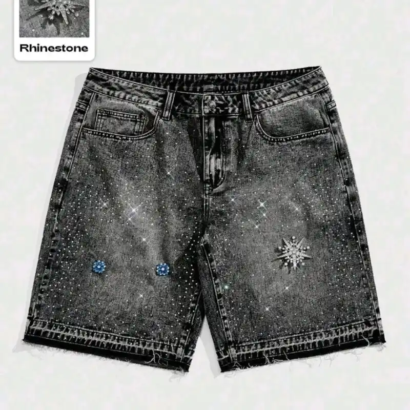  Short de mezclilla con brillos — Gris Oscuro