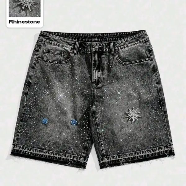  Short de mezclilla con brillos — Gris Oscuro
