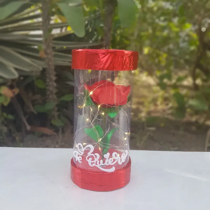 Caja de acetato con rosa