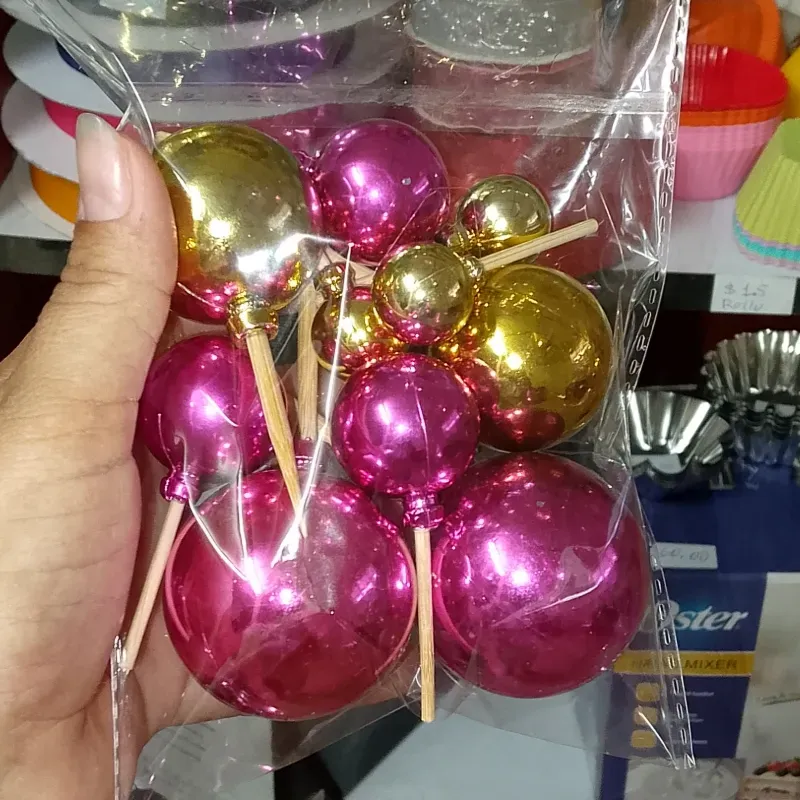 Esferas plásticas | rosa fucsia+oro