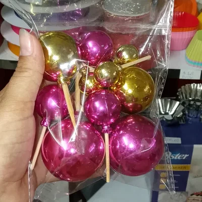 Esferas plásticas | rosa fucsia+oro