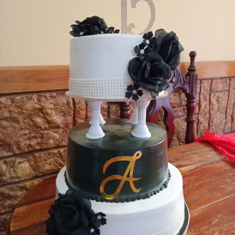 Pastel de 15 años blanco y negro (2)