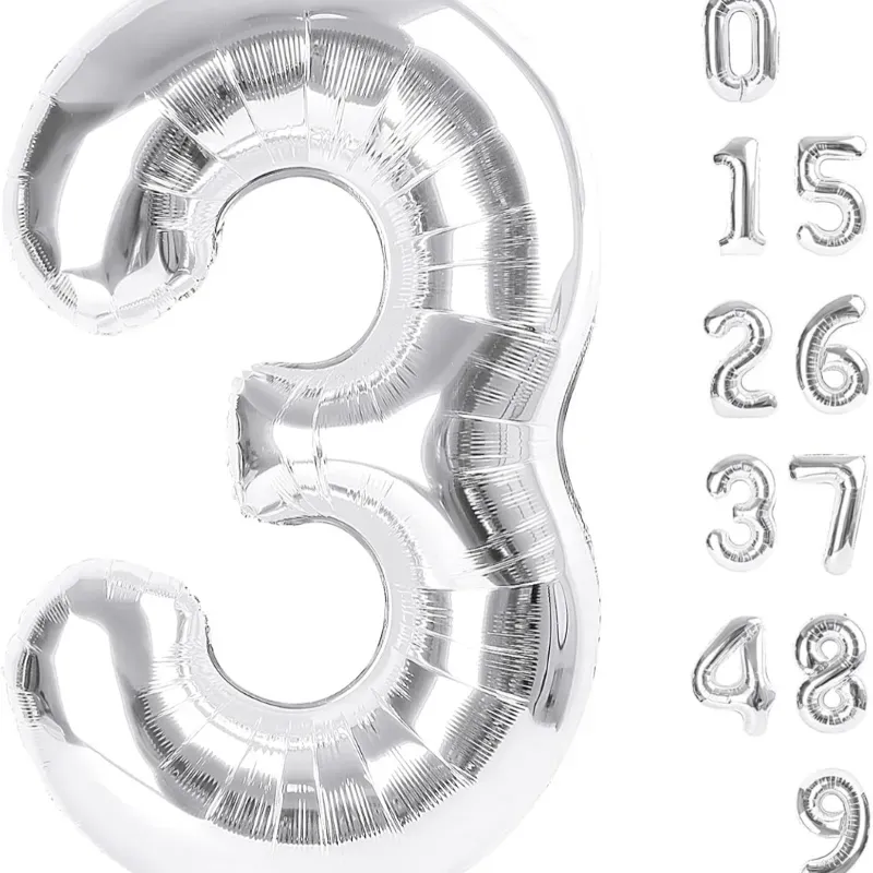 Globo foil número 3 plateado