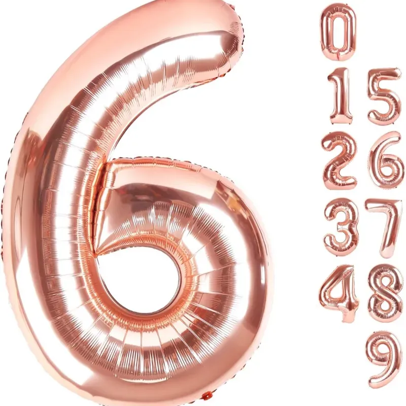 Globo foil número 6 rosa oro